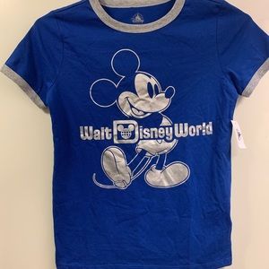Walt Disney World Disney Parks Wishes Come True Blue Youth Ringer T-shirt SZ M.